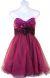 Strapless Flowered Waistline Sequin Party Dress in Plum color